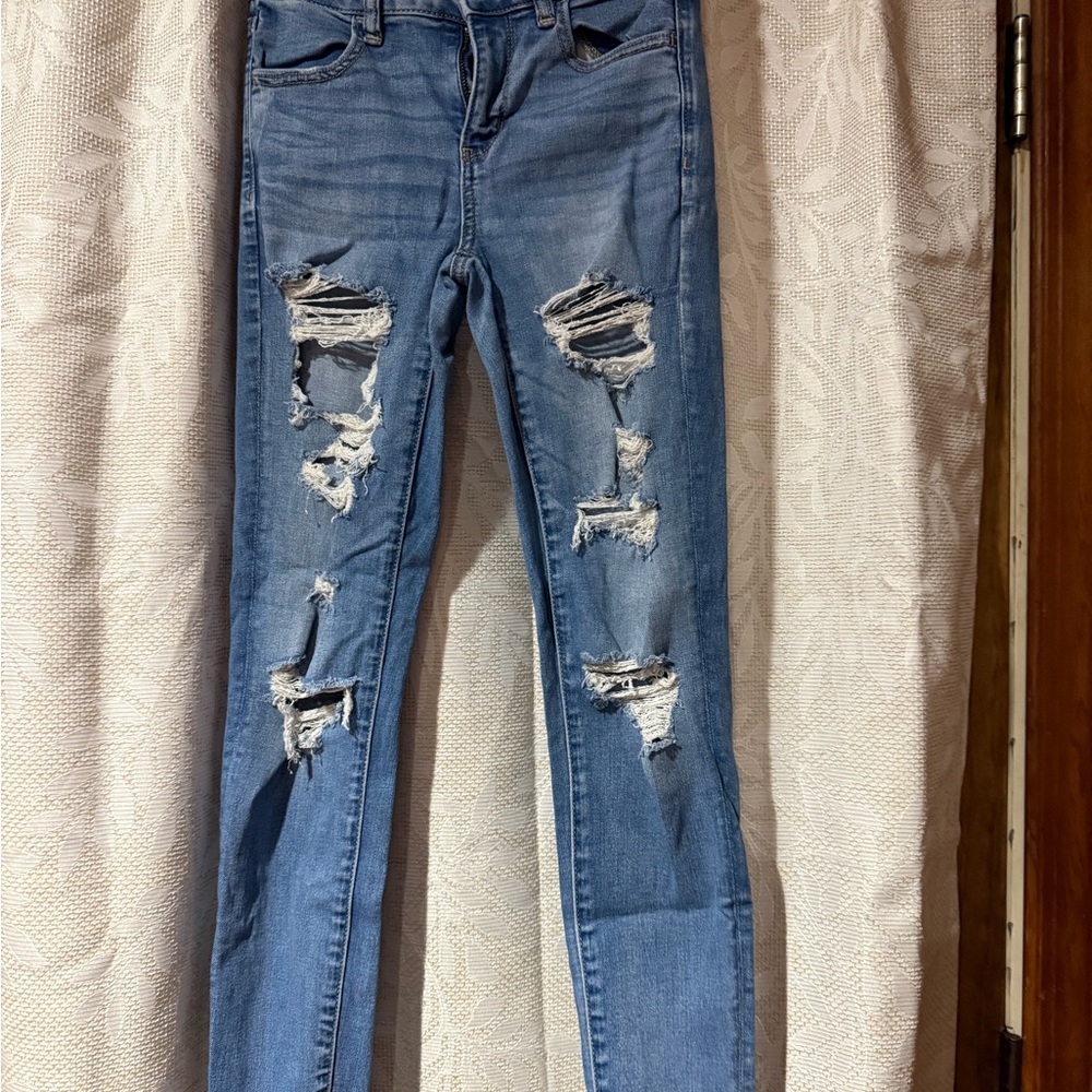 American Eagle Outfitters Ripped Blue Jeggings